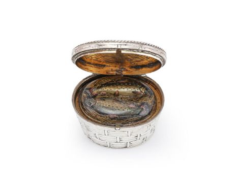 A VICTORIAN SILVER NOVELTY CREEL FORM VESTA CASE THOMAS JOHNSON II, LONDON 1882 With basket weave decoration, the cover with 