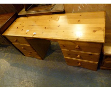 PINE DRESSING TABLE. Pine dressing table and stool