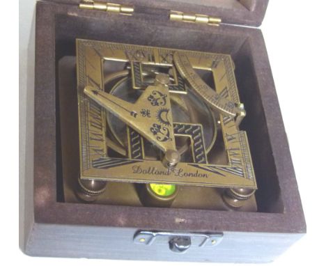 BRASS SUNDIAL. Brass sundial/compass, boxed