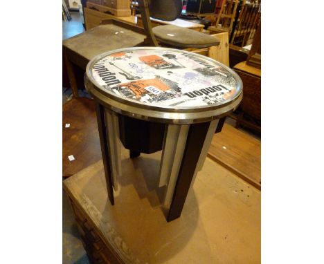 OCCASIONAL TABLE. Shabby chic hand made occasional table with London design to top