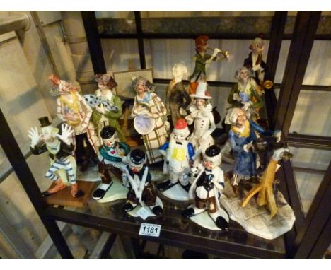 CERAMIC CLOWN FIGURES. Collection of Italian ceramic clowns