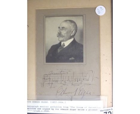 EDWARD ELGAR SIGNED PICTURE. Edward Elgar picture with autograph  CONDITION REPORT: We believe the signature to be genuine bu