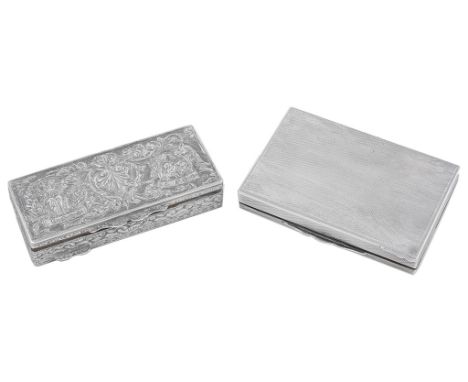 A Continental metalware toothpick box,  incuse stamped "R.800. C", possibly Italian, of  narrow rectangular form, the cover d