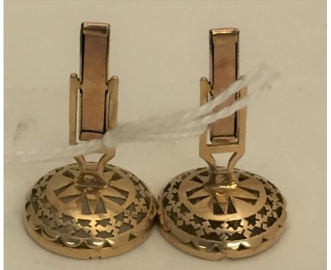 18ct cufflinks; together with a gold ottoman coin (one missing)