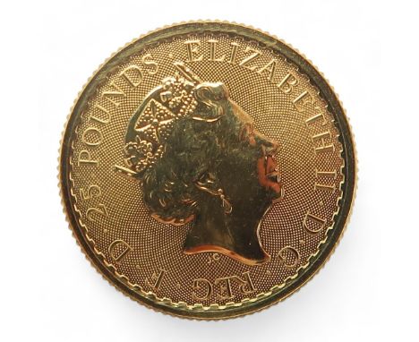 Elizabeth II&nbsp;(1952-2022)1/4 oz Fine Gold&nbsp;25 Pounds 2020 Obverse fifth portrait of HM Queen Elizabeth II right, wear