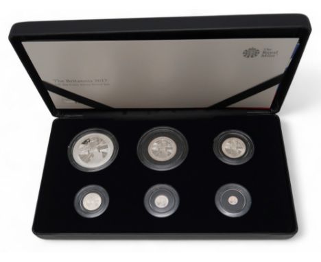 Britannia six coin silver proof set Royal Mint 2017 1 oz, 1/2 oz, 1/4 oz, 1/10 oz, 1/20 oz, 1/40 oz with COA Condition Report