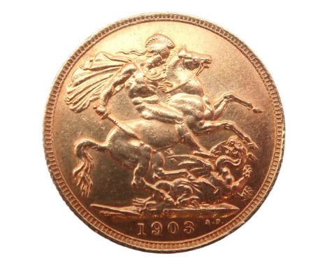 Edward VII&nbsp;(1901-1910) Sovereign 1903 Sydney Obverse portrait of King Edward VII facing right legend around&nbsp;EDWARDV
