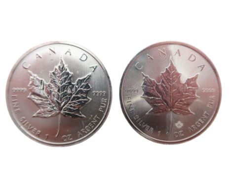 CANADA&nbsp;ELIZABETH II SILVER 5 DOLLARS 2011 and 2015 Obverse Head of Queen Elizabeth II, as at 77 years of age, bare heade