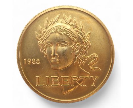 United States (1776-date)&nbsp;5 Dollars&nbsp;Olympics 1988 Obverse Nike, goddess of Victory, in a wreath of olive leaves sec