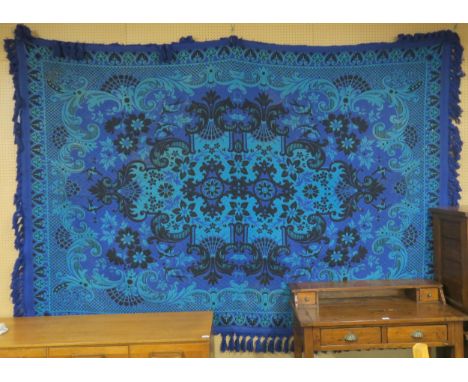 A large blue ground wool Casa Pupo rug with light blue floral central medallion on floral ground within foliate border, 280cm