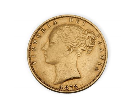 Victoria&nbsp;(1837-1901) 1 Sovereign 1872&nbsp; Obverse Young uncrowned portrait of Queen Victoria left, legend around&nbsp;
