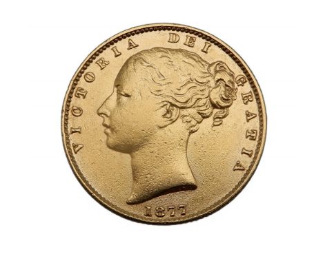 Victoria&nbsp;(1837-1901) 1 Sovereign 1877 Obverse Young uncrowned portrait of Queen Victoria left, legend around&nbsp;VICTOR