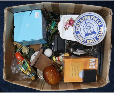 A large assortment of collectable odds, comprising various sporting novelties, mixed ceramic ornaments, die-cast model vehicl