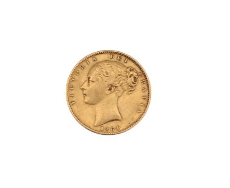 Victoria&nbsp;(1837-1901)&nbsp;Sovereign 1864 Shield&nbsp; Obverse Young uncrowned portrait of Queen Victoria left, legend ar