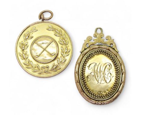 A 9ct gold Irvine Golf Club medal by William Hair Haseler, Birmingham, 1936, engraved verso "Irvine Golf Club Monthly Medal 1