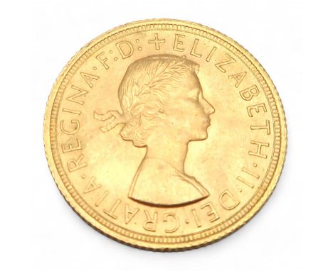 Elizabeth II&nbsp;(1952-2022) 1 Sovereign 1958 Obverse 1st portrait of Queen Elizabeth II laureate right +&nbsp;ELIZABETH·II·