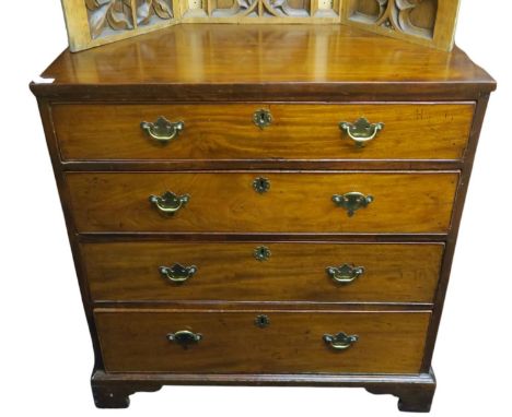 A 19th century mahogany chest of drawers with four long graduating drawers on bracket feet, 95cm high x 92cm wide x 49cm deep