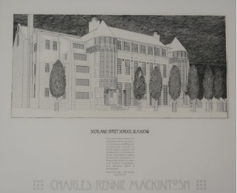 AFTER CHARLES RENNIE MACKINTOSH &nbsp;A COLLECTION OF PRINT MULTIPLES &nbsp;to include also a pastel and a Belfast etching (7