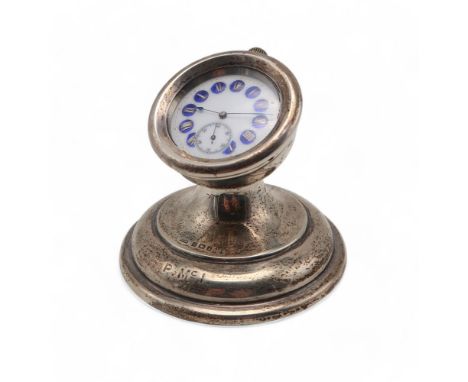 An Edwardian silver travelling desk clock holder, (weighted) the holder by&nbsp;Ridley Brothers &amp; Merton, Birmingham 1905