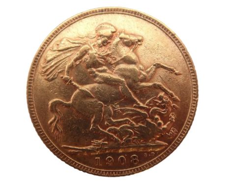EDWARD VII&nbsp;(1901-1910)&nbsp;1 Sovereign 1908 Obverse portrait of King Edward VII facing right legend around&nbsp; EDWARD