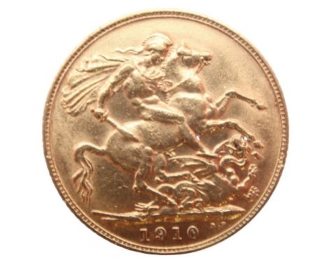 Edward VII&nbsp;(1901-1910)&nbsp; 1 Sovereign 1910 Obverse portrait of King Edward VII facing right legend around&nbsp;EDWARD