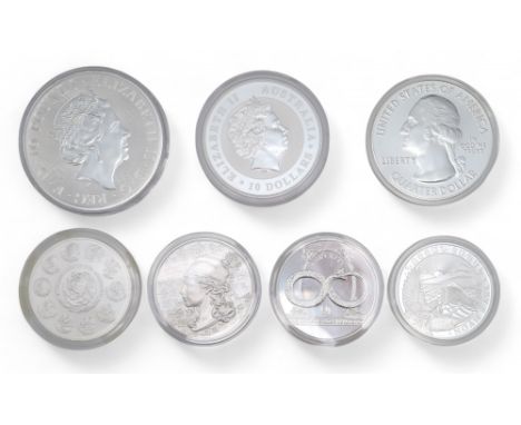Silver Bullion a lot comprising various silver bullion coins to include 10 oz and 5 oz coins approximate metric&nbsp; weight 