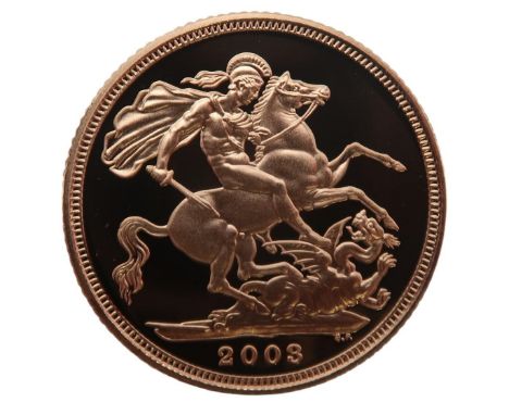 Elizabeth II&nbsp;(1952-2022) 1 Sovereign 2003&nbsp; Obverse Fourth crowned portrait of Queen Elizabeth II right, wearing the