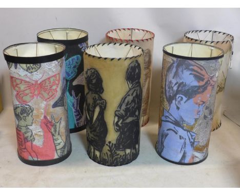 Six large contemporary light shades, some made from vellum 