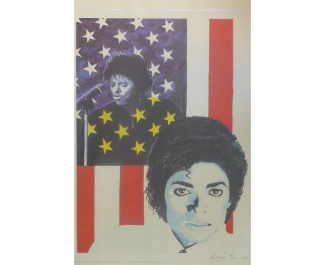 Rene Brone (b.1944), 'Michael Jackson', limited edition lithograph, signed, dated 1984 and numbered 159/500 in pencil to lowe