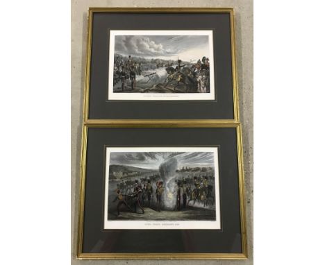 A pair of framed and glazed antique hand coloured prints. Illustrations from the Army & Navy Register and Woolwich Gazette. "