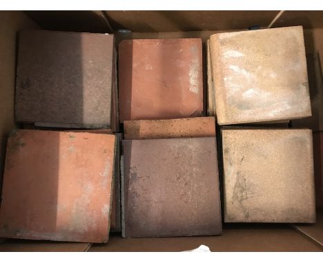A box of 50+ vintage floor tiles in 3 patterns. Majority made in Wales by Dennis Ruabon. 6 x 6 inches