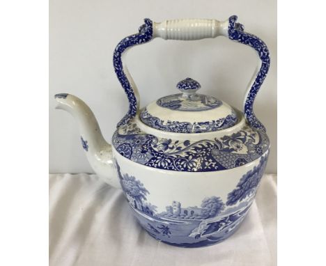 A large Spode Italian ceramic kettle.  30cm tall, 33cm long to spout.