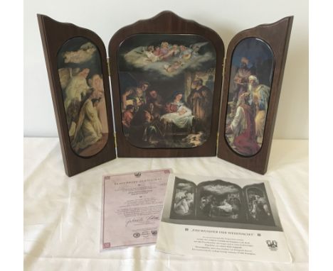 A ltd Ed Triptych by Bradex entitled "Das Wunder der Weihnacht". The Wonder of Christmas depicted in 3 ceramic plates encased