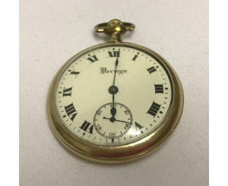 A vintage gold plated Berwyn Swiss made pocket watch. In working order. Approx. 4¼cm diameter.