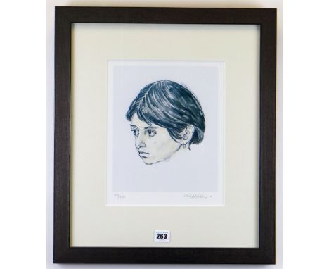 SIR KYFFIN WILLIAMS RA limited edition (98/150) colour print - portrait of Norma Lopez, signed and numbered in pencil, Attic 