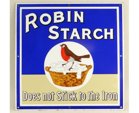 REPRODUCTION ENAMEL 'ROBIN STARCH' ADVERTISING SIGN, 44.5 x 44.5cmsIt does not look like there has been any restoration.There