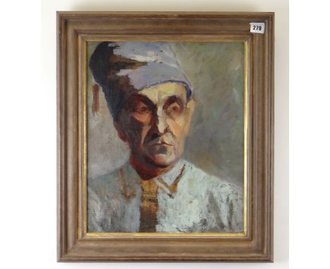EARLY 20TH CENTURY SCHOOL oil on canvas - portrait of an ottoman gentleman in tasselled hat, 43 x 35cms