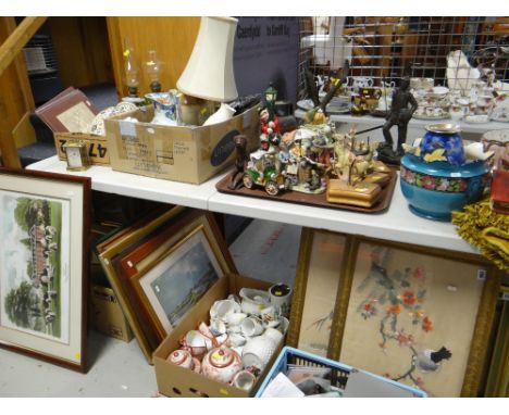 VERY LARGE MISCELLANEOUS GROUP OF ORNAMENTS, GLASSWARE, PICTURES, DECORATIVE OBJECTS &amp; CARRIAGE CLOCK ETC *sold on behalf