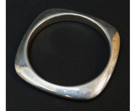 TIFFANY STERLING SILVER CUSHION SQUARE BANGLE, interior marked 'Tiffany &amp; Co 925', 2.1oz
