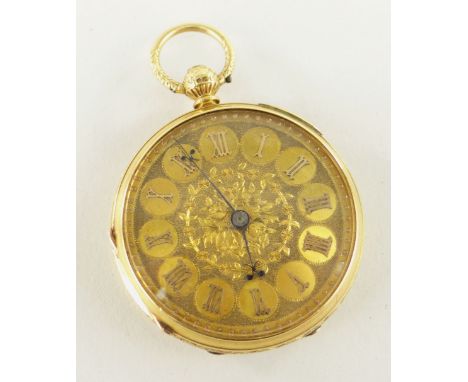 18CT YELLOW GOLD THOMAS BLUNDELL GEORGE ST LIVERPOOL OPEN FACED POCKET WATCH, 58.8gms, with winder and boxThere are no dents 