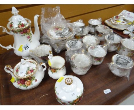 ROYAL ALBERT 'OLD COUNTRY ROSES' COFFEE SERVICE FOR TWELVE comprising coffee pot, sucrier, creamer, butter cover, coffee cups