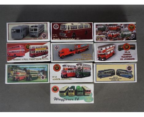 Little Bus Company - A group of 10 x resin bus model kits in 1:76 scale including # C2C Leyland Cub, # PFN1 AEC Regent V, # W