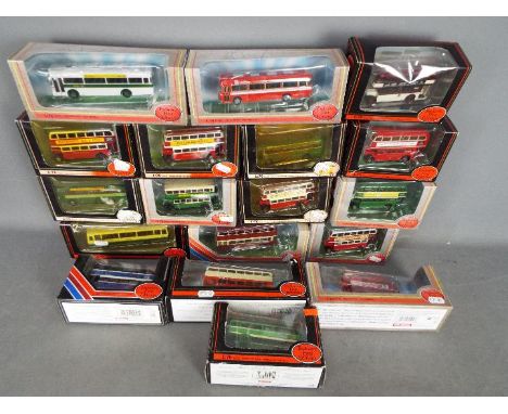 EFE - A fleet of 18 boxed diecast 1:76 scale model buses from EFE. Lot includes #16531 Leyland Atlantean MCW Double Deck Bus 