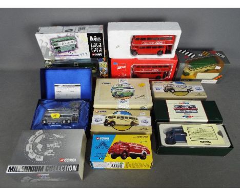 Corgi - Solido - A collection of 11 x bus, tram and lorry models including limited edition # 43710 Millenium Collection troll