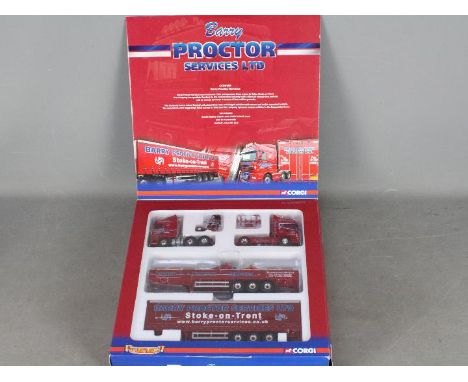 Corgi - Hauliers of Renown - A two truck set in the livery of Barry Proctor Services Ltd. # CC99169. It contains a Scania Top
