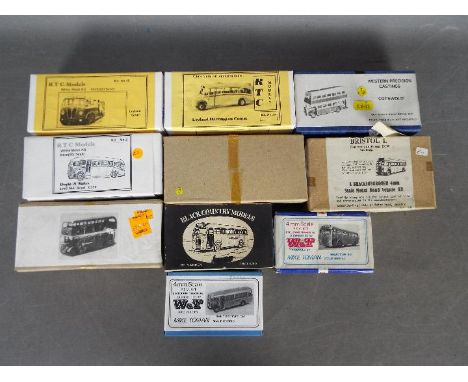 W&amp;T - Black Country Models - Western Castings - A collection of 10 x white metal bus model kits in 1:76 scale including B