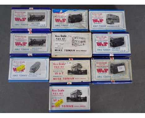 W&amp;T - Mike Toman Scale Models - A collection of 10 x white metal bus model kits in 4mm scale including BMMO SOS Type, BMM