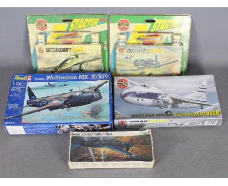 Airfix, Revell, Frog - Five boxed factory sealed plastic model kits in various scales. Lot includes Frog F235 1:72 scale Dorn