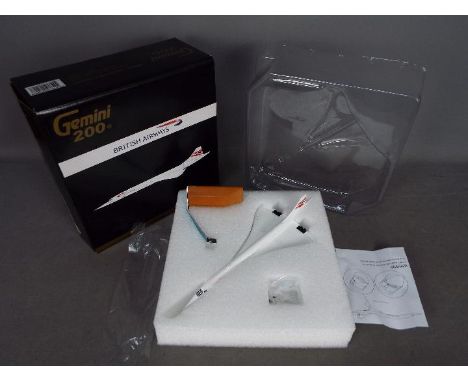 Gemini 200 - A British Airways Concorde model in 1:200 scale registration number G-BOAC. # G2BAW599. The model appears Near M