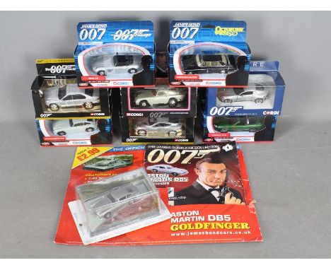 Corgi - GE Fabbri - A collection of 9 x boxed James Bond cars mostly in 1:36 scale including # CC08001 Aston Martin DB10, # T